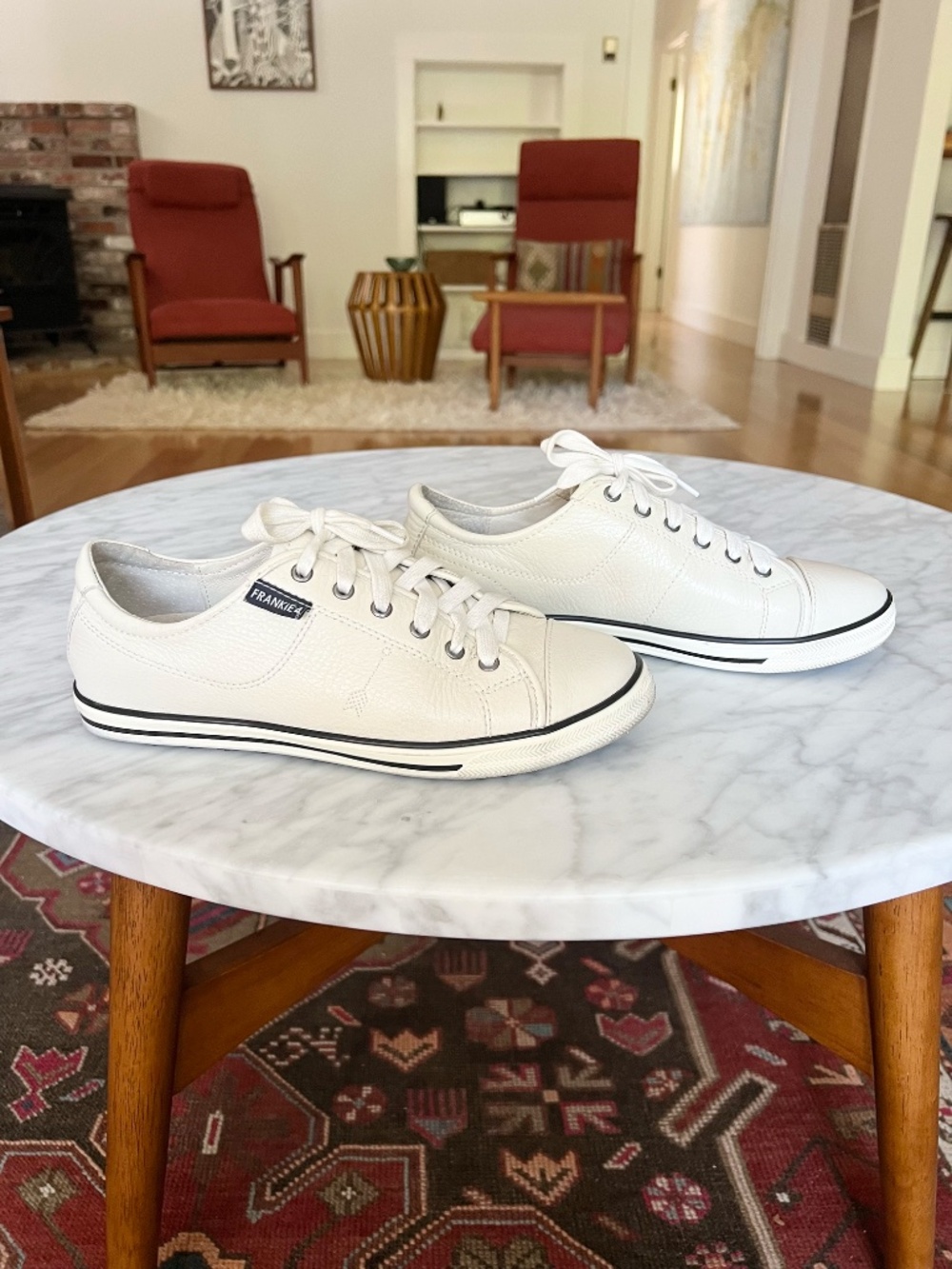 Frankie4 NAT II White Leather Comfort Sneakers Women's 8 - Picture 5 of 10